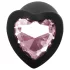 Sunfo - silikone anale plug med hjerteformet stein (svart-rosa)