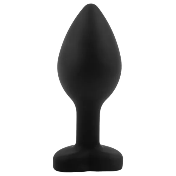 Sunfo - silikone anale plug med hjerteformet stein (svart-rosa)