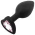 Sunfo - silikone anale plug med hjerteformet stein (svart-rosa)
