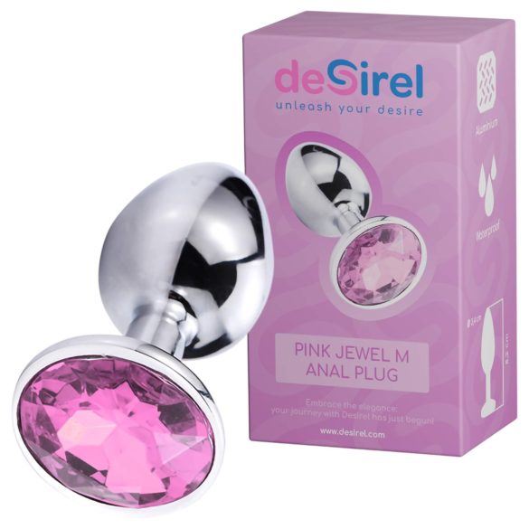 Desirel Pink Jewel M - analplugg (sølv-rosa)