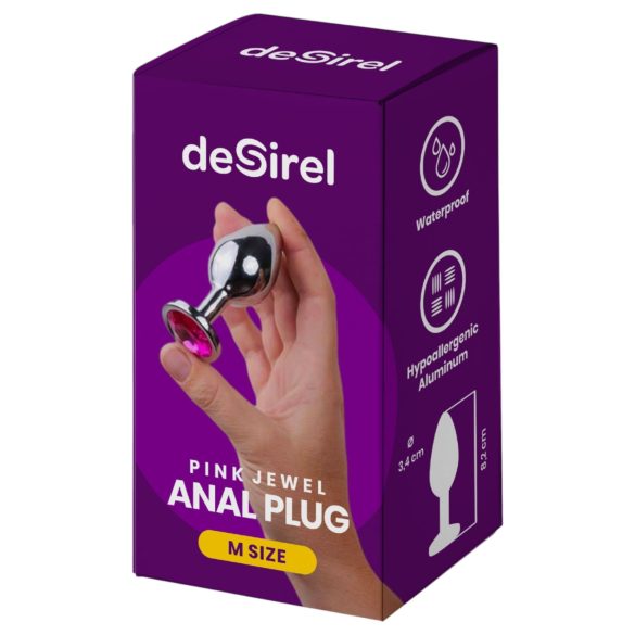Desirel Pink Jewel M - anal plug (sølv-rosa)