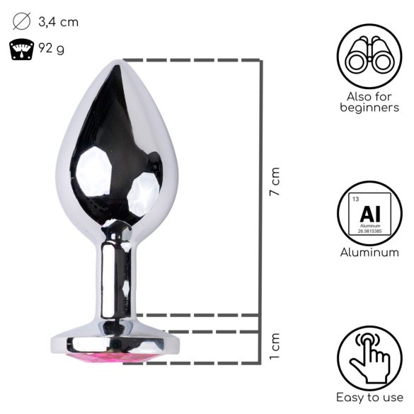 Desirel Pink Jewel M - anal plug (sølv-rosa)