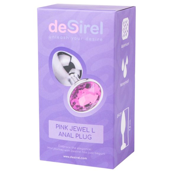 Desirel Pink Jewel L - analplugg (sølv-rosa)