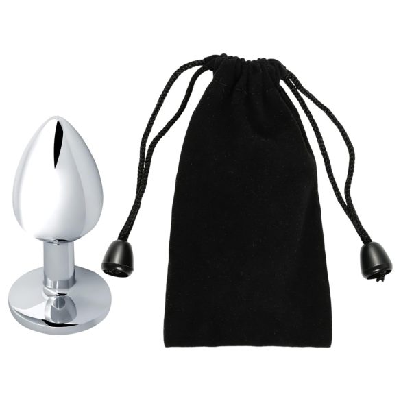 Sunfo - metall analplugg med mørk lilla stein (sølv)