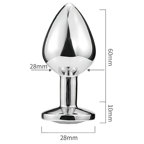 Sunfo - metall analplugg med hjerteformet gullstein (sølv)