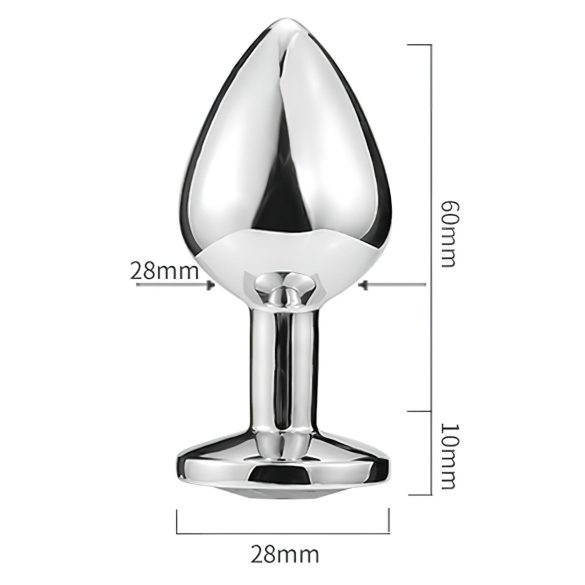 Sunfo - metall analplugg med hjerteformet mørklilla stein (sølv)