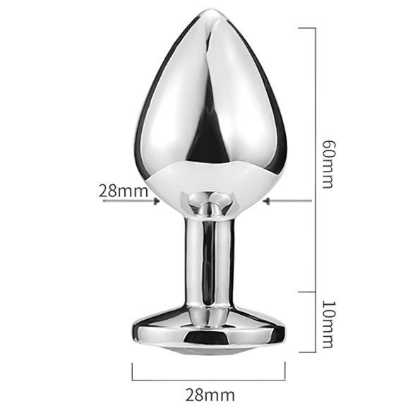 Sunfo - metall anal plug med hjerteformet lilla stein (sølv)