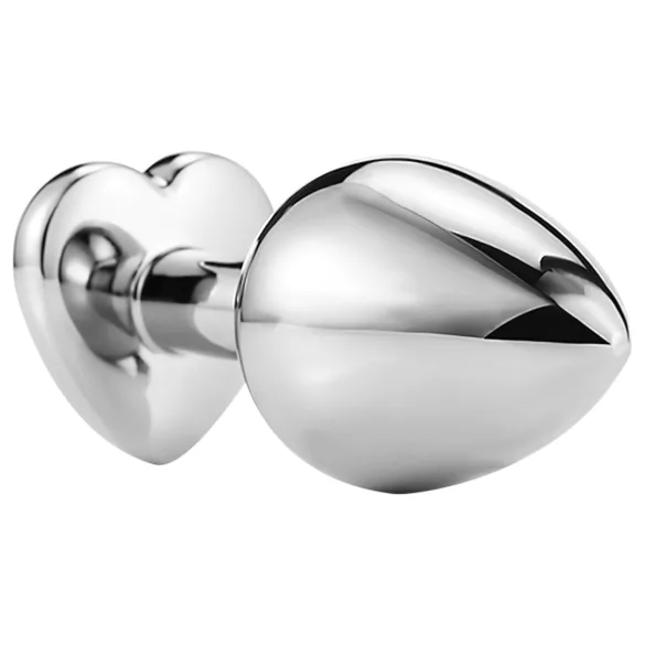 Sunfo - metall analtplugg med blå hjerteformet stein (sølv)