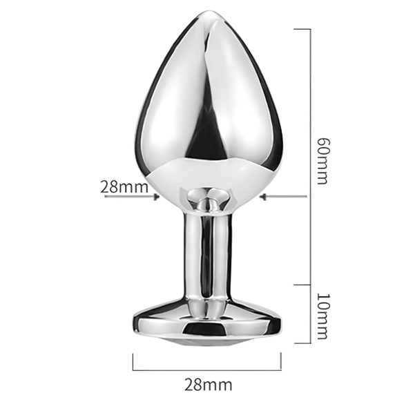 Sunfo - metall anal plug med hjerteformet blå stein (sølv)
