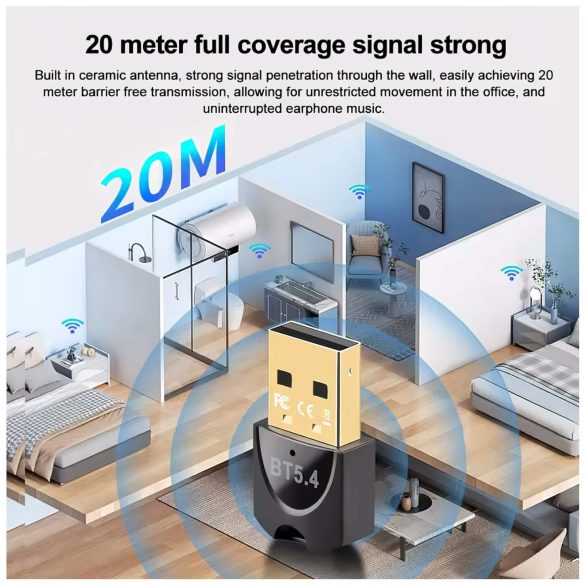 Bluetooth 5.4 USB-adapter for opptil 7 enheter