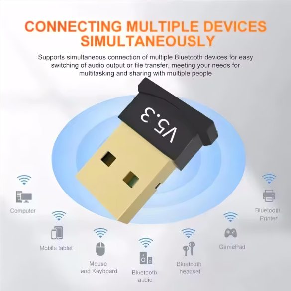 Bluetooth 5.3 USB-adapter for opptil 6 enheter