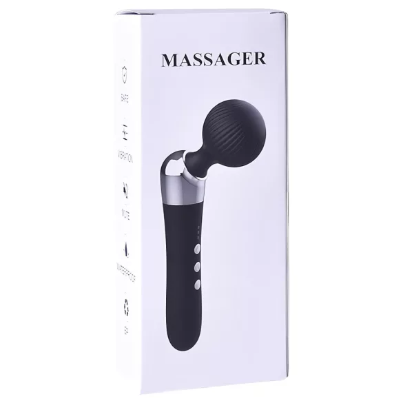 Bøyd, oppladbar massasjevibrator (svart)