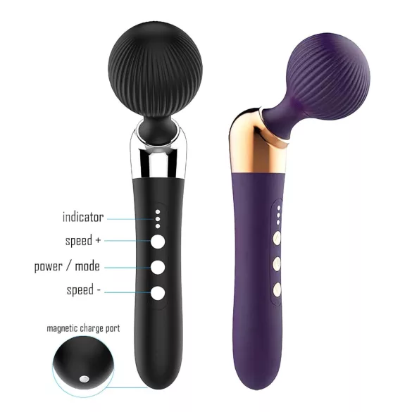 Bøyd, oppladbar massasjevibrator (svart)