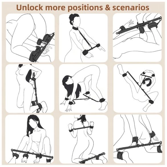 Lonely - justerbar spredestang og håndjern (svart)