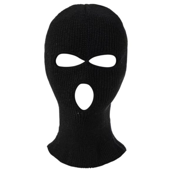 Balaclava - strikket maske med 3 åpninger (svart)