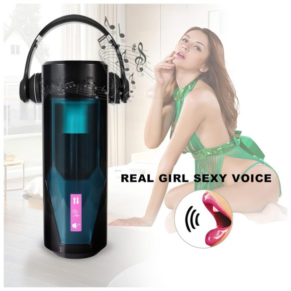 Lonely - skyvende, stønnende onanihylse (svart)