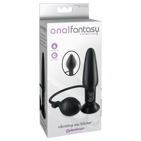 Anal Fantasy - oppblåsbar vibrasjons analplugg (svart)