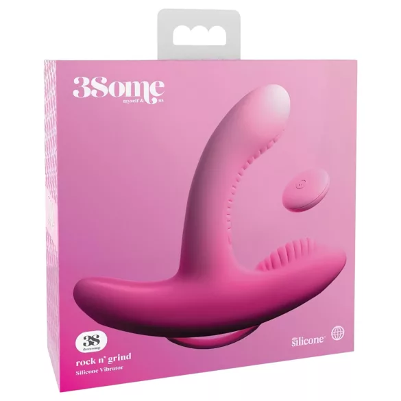 Threesome Rock N Grind - G-punkt- og klitorisvibrator med fjernkontroll (rosa)