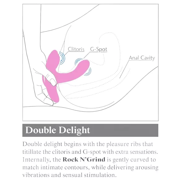 Threesome Rock N Grind - G-punkt- og klitorisvibrator med fjernkontroll (rosa)