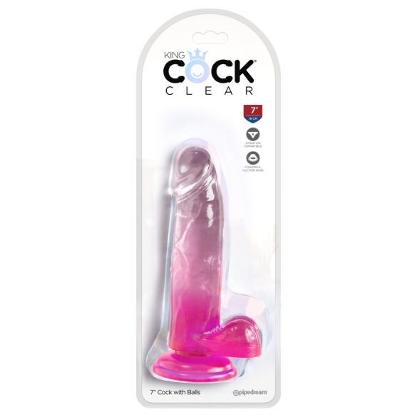 King Cock Clear 7 - realistisk dildo med testikler (rosa)