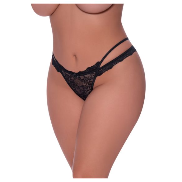 Magic Silk - dobbelt stroppe, blonde tanga (svart)