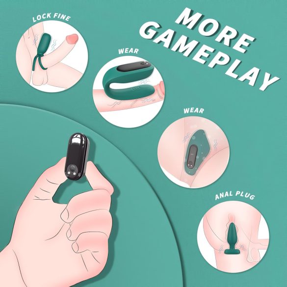 Sex HD - trådløst vibratorsett med fjernkontroll (4 deler, grønn)