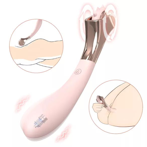 Sex HD - oppladbar, vanntett vibrator og kilhjul (rosa)