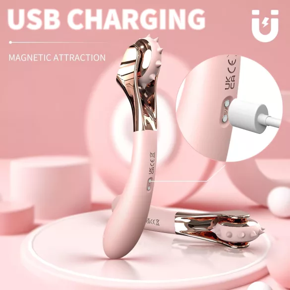 Sex HD - oppladbar, vanntett vibrator og kilhjul (rosa)