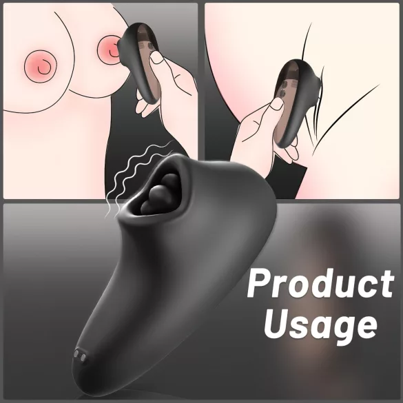 Sex HD Speil - varmende slikkevibrator (svart)