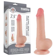   Lovetoy Glideskinn - suggekopp dobbel dildo - 19,5 cm (naturlig)