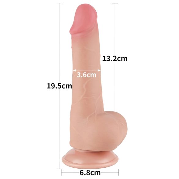 Lovetoy Glideskinn - suggekopp dobbel dildo - 19,5 cm (naturlig)