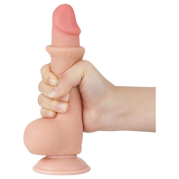 Lovetoy Glideskinn - suggekopp dobbel dildo - 19,5 cm (naturlig)