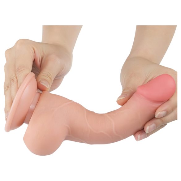 Lovetoy Glideskinn - suggekopp dobbel dildo - 19,5 cm (naturlig)