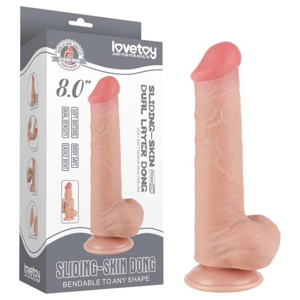 Lovetoy Sliding-Skin - tolaget dong med testikler - 20,8cm (naturlig)