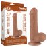 Lovetoy Glidende Hud - To-lags Dildo med Pung - 18,3cm (natur)