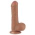 Lovetoy Glidende Hud - To-lags Dildo med Pung - 18,3cm (natur)