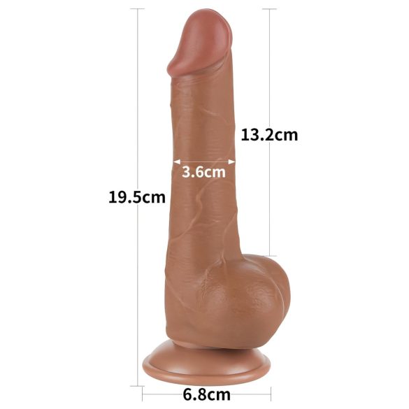 Lovetoy Sliding-Skin - to-lags dildo med testikler - 19,5cm (naturlig)