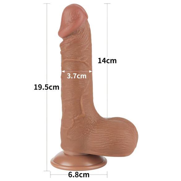 Lovetoy Sliding-Skin - dobbeltlags dildo med pung - 19,5cm (mørk natur)