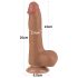 Lovetoy Sliding-Skin - testikuler dobbel-lags dildo - 20,8cm (mørk naturlig)
