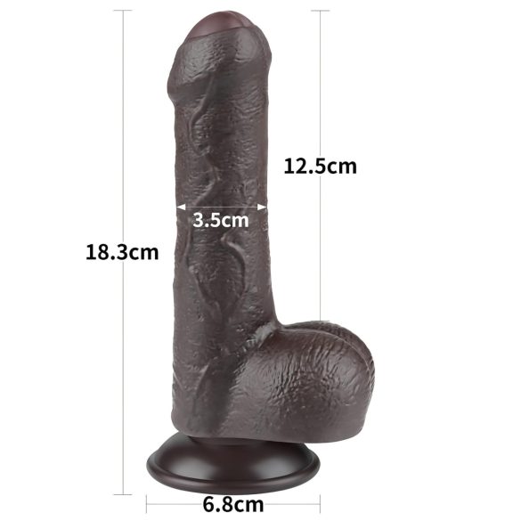 Lovetoy Sliding-Skin - testikulær dobbeltlagdildo - 18,3 cm (brun)