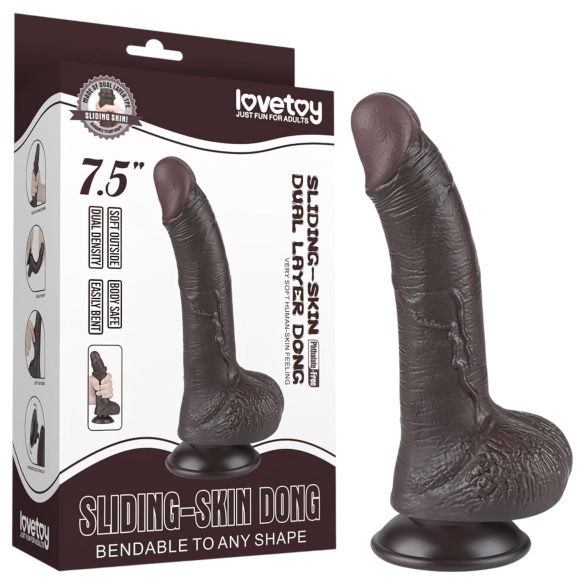 Lovetoy Sliding-Skin - sugekopp for realistisk dildo - 19,5 cm (brun)