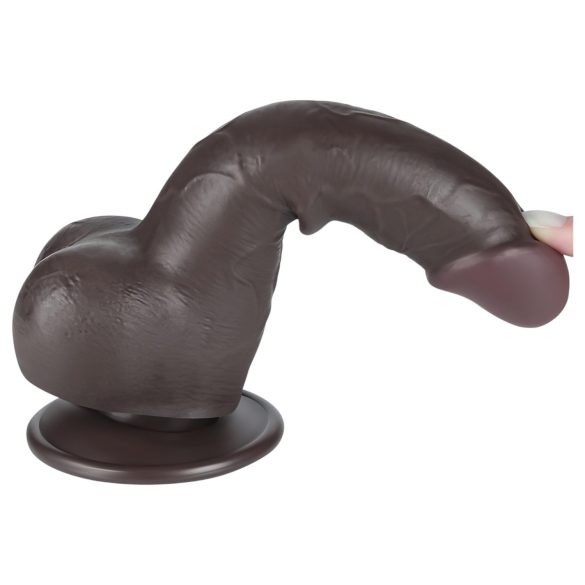 Lovetoy Sliding-Skin - testikel kaksjiktet dildo - 19,5 cm (brun)