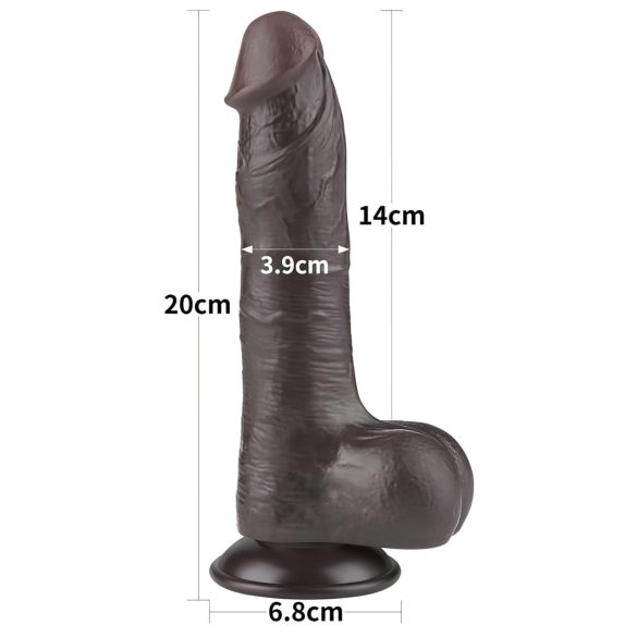 Lovetoy Sliding-Skin - realistisk tofarget dildo med testikler - 20cm (brun)