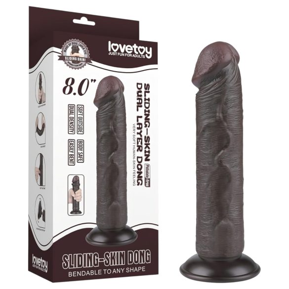 Lovetoy Sliding-Skin - sugekopp dobbeltlags dildo - 20 cm (brun)