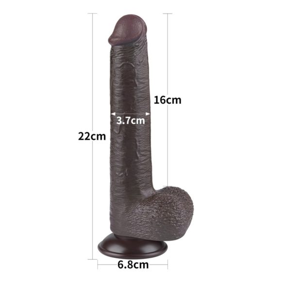 Lovetoy Glidende-Hud - sugekopp, dobbeltsjiktdildo - 20,8 cm (brun)