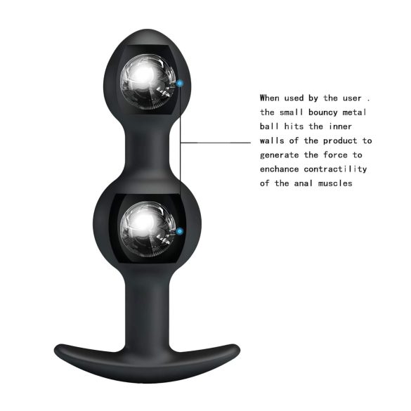 Pretty Love - Innvendig kule anal dildo (svart)