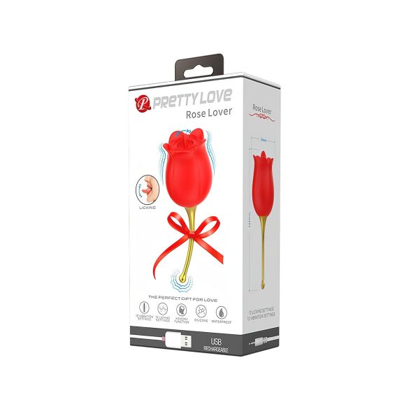 Pretty Love Rose Lover - 2-i-1 tunge klitorisvibrator (rød)