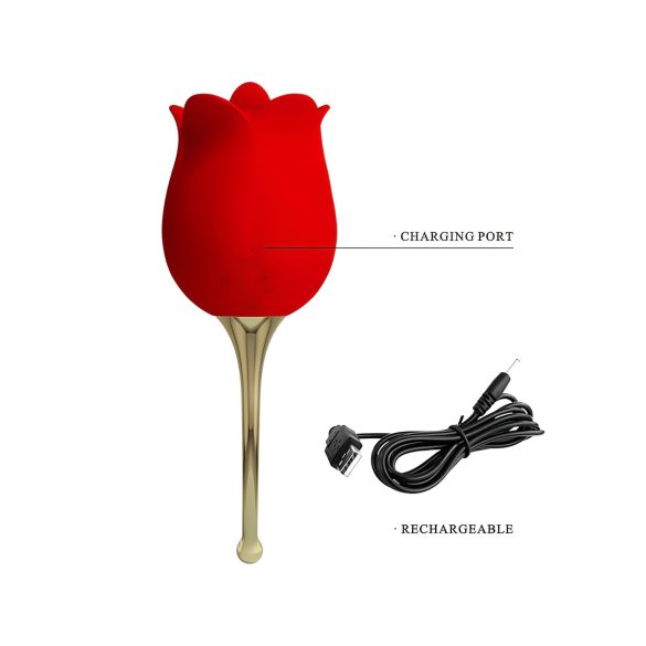 Pretty Love Rose Lover - 2-i-1 tunge klitorisvibrator (rød)