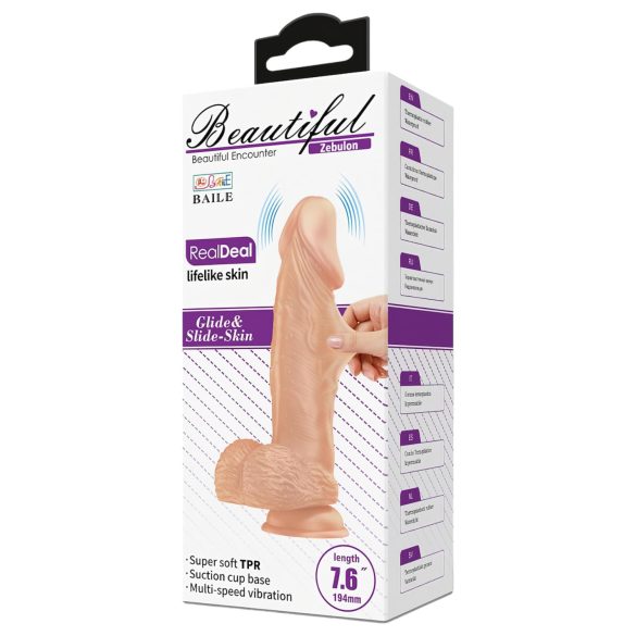 Baile Zebulon - realistisk vibrator med testikler - 19cm (naturlig)