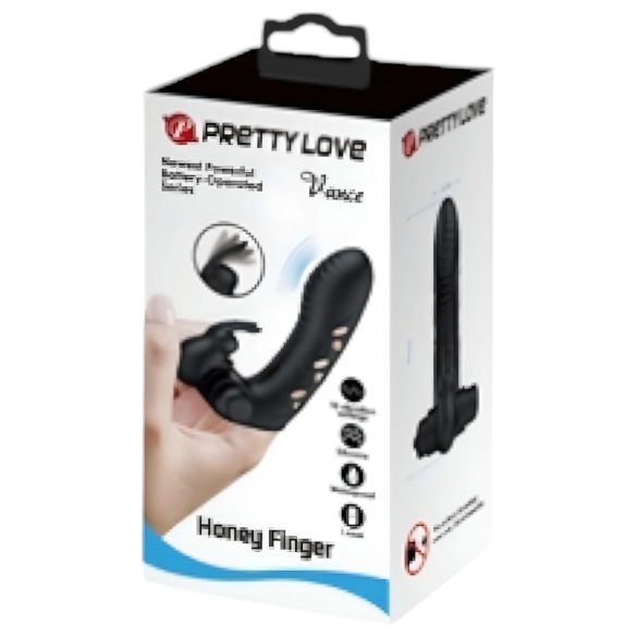 Pretty Love Vance - svart fingervibrator med klitorisarm